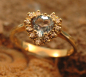 Preview: Aquamarin Ring mit Brill. 585 GG